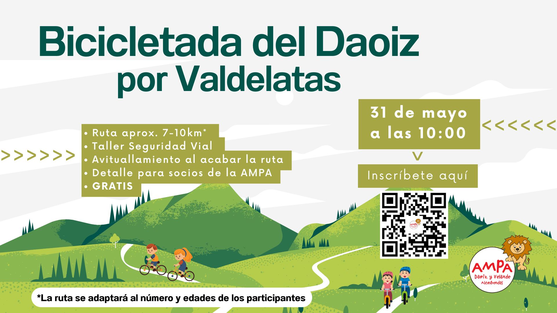 Bicicletada familiar del Daoiz el 31 de mayo a las 10am en el Pinar de Valdelatas.