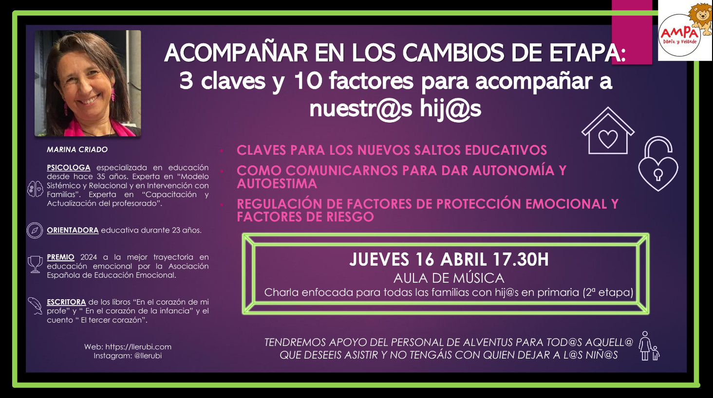 charla acompañar a nuestros hijos e hijas en los cambios de etapa educativa